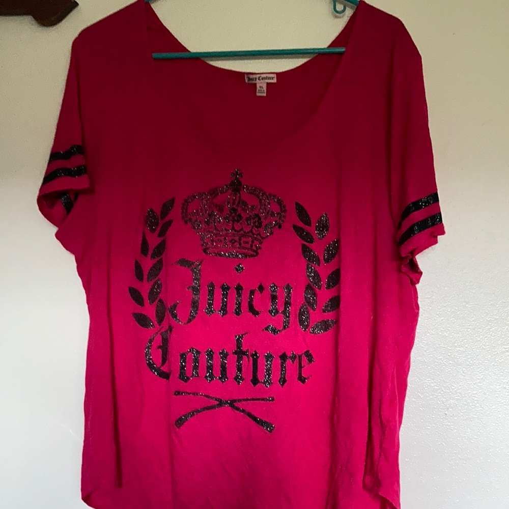 Juicy Couture pink and glitter black top